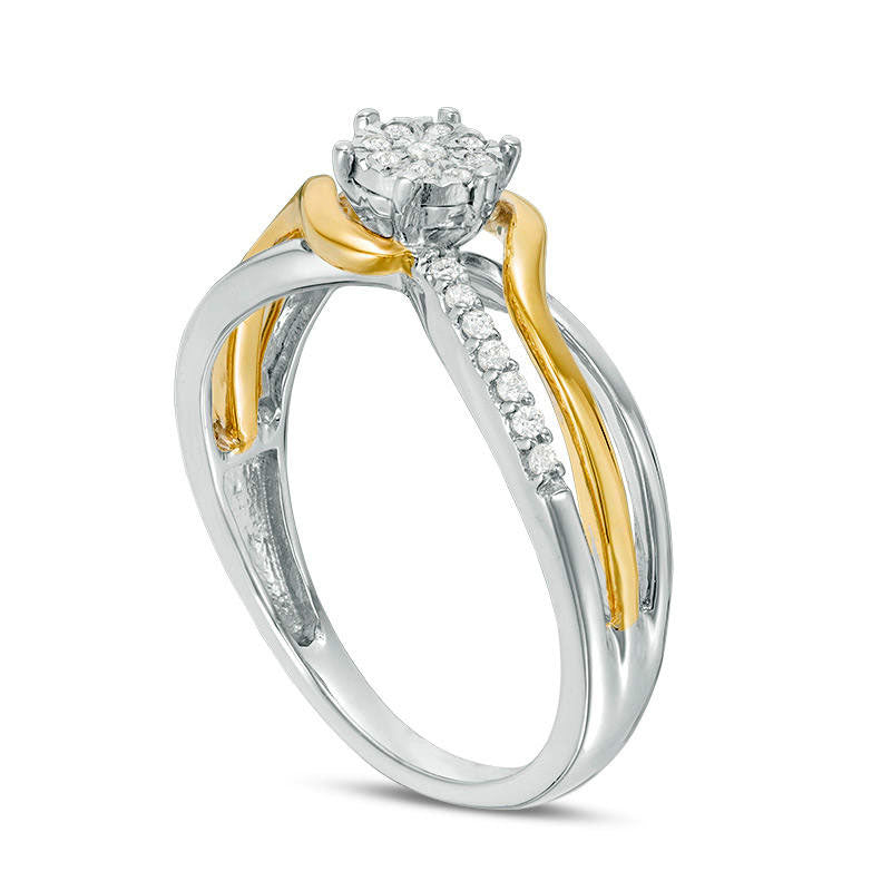 0.13 CT. T.W. Composite Natural Diamond Bypass Promise Ring in Sterling Silver and Solid 10K Yellow Gold