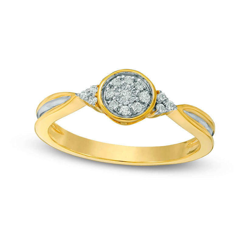 0.10 CT. T.W. Composite Natural Diamond Tri-Sides Promise Ring in Solid 10K Yellow Gold