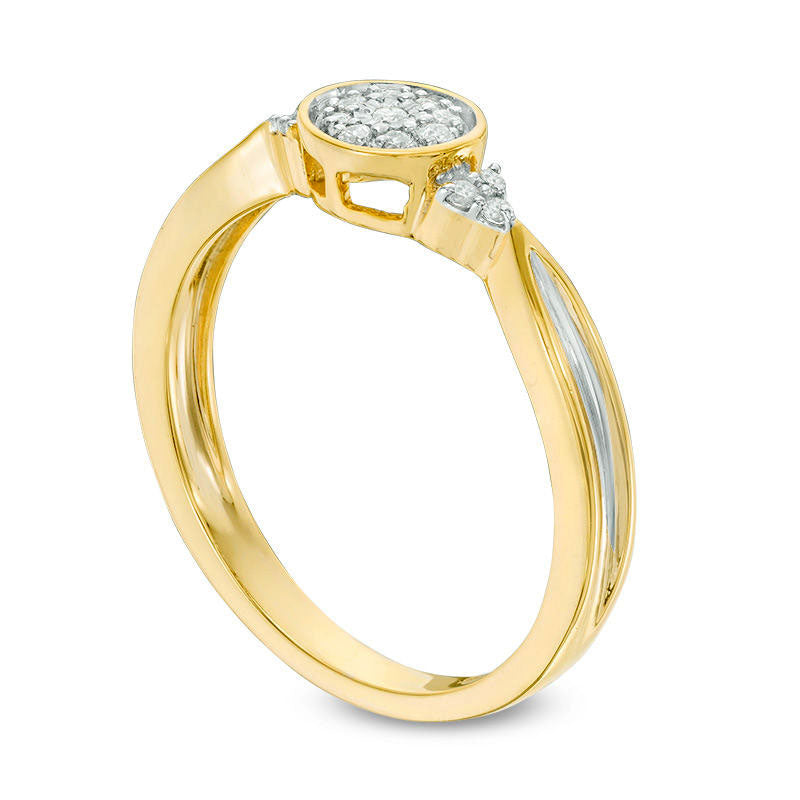 0.10 CT. T.W. Composite Natural Diamond Tri-Sides Promise Ring in Solid 10K Yellow Gold