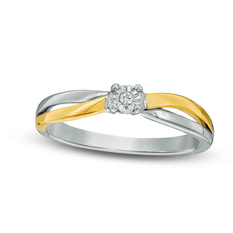 0.05 CT. Natural Clarity Enhanced Diamond Solitaire Bypass Promise Ring in Sterling Silver and Solid 10K Yellow Gold