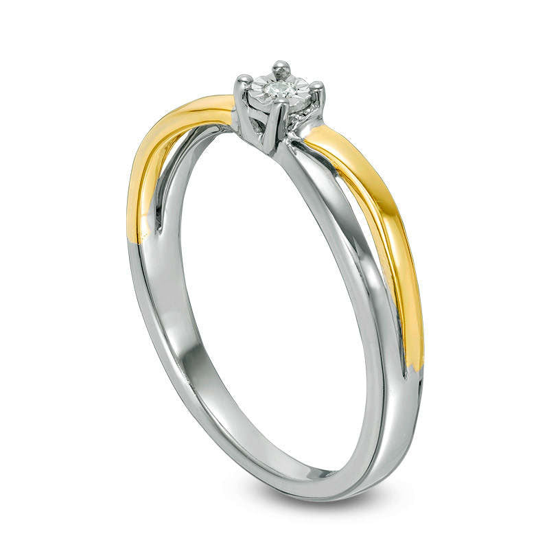 0.05 CT. Natural Clarity Enhanced Diamond Solitaire Bypass Promise Ring in Sterling Silver and Solid 10K Yellow Gold