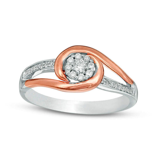 0.17 CT. T.W. Natural Diamond Frame Swirl Bypass Promise Ring in Sterling Silver and Solid 10K Rose Gold