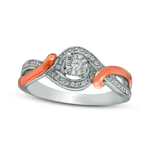 0.17 CT. T.W. Natural Diamond Swirl Bypass Frame Promise Ring in Sterling Silver and Solid 10K Rose Gold