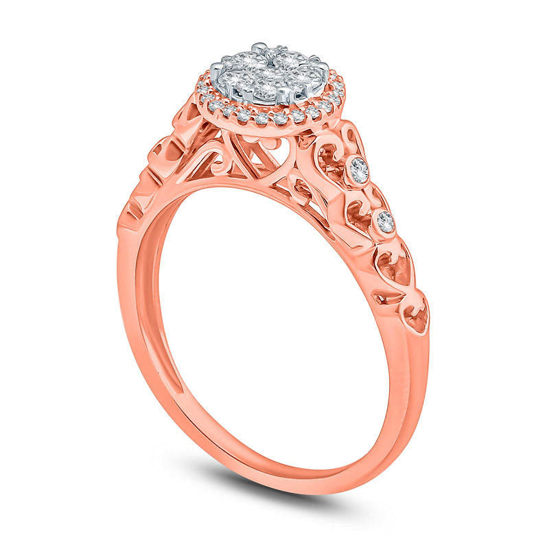 0.33 CT. T.W. Composite Natural Diamond Frame Heart Shank Engagement Ring in Solid 10K Rose Gold