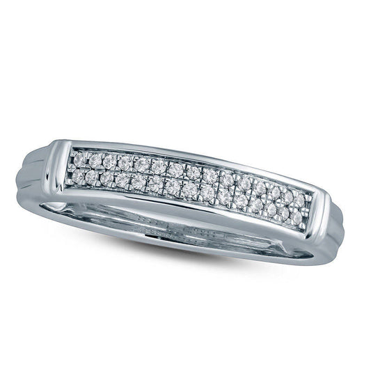 Ladies' 0.10 CT. T.W. Natural Diamond Double Row Collar Wedding Band in Solid 10K White Gold