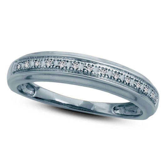 Ladies' Natural Diamond Accent Single Row Wedding Band in Solid 10K White Gold