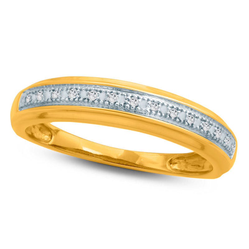 Ladies' Natural Diamond Accent Single Row Wedding Band in Solid 10K Yellow Gold