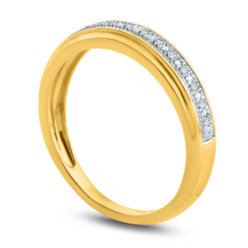 Ladies' Natural Diamond Accent Single Row Wedding Band in Solid 10K Yellow Gold