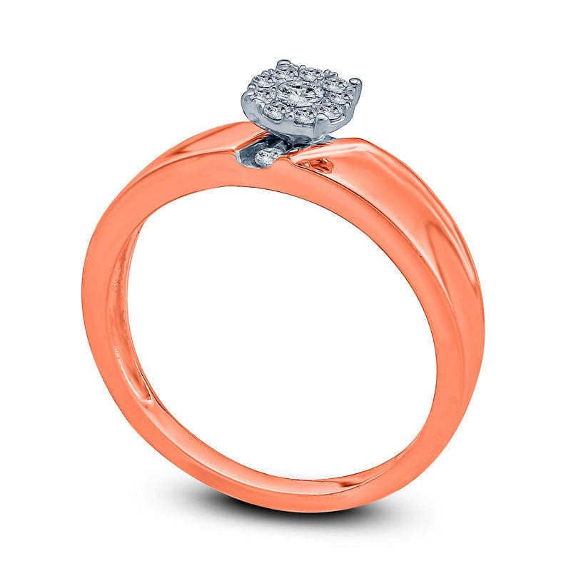 0.20 CT. T.W. Natural Diamond Frame Engagement Ring in Solid 10K Rose Gold