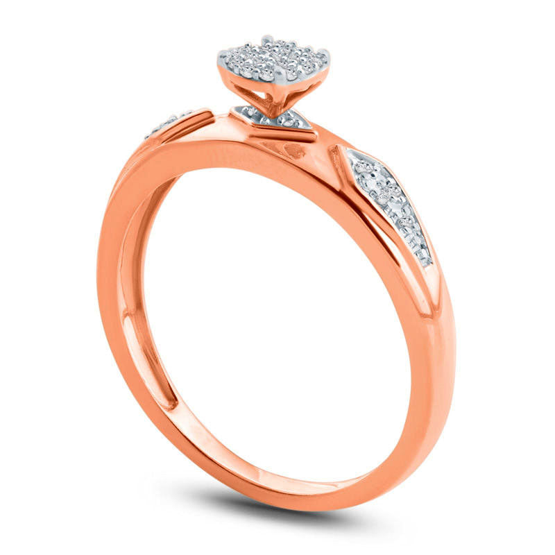 0.07 CT. T.W. Composite Natural Diamond Retro Geometric Engagement Ring in Solid 10K Rose Gold