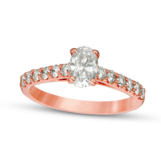 1.0 CT. T.W. Certified Oval Natural Diamond Engagement Ring in Solid 14K Rose Gold (I/I1)