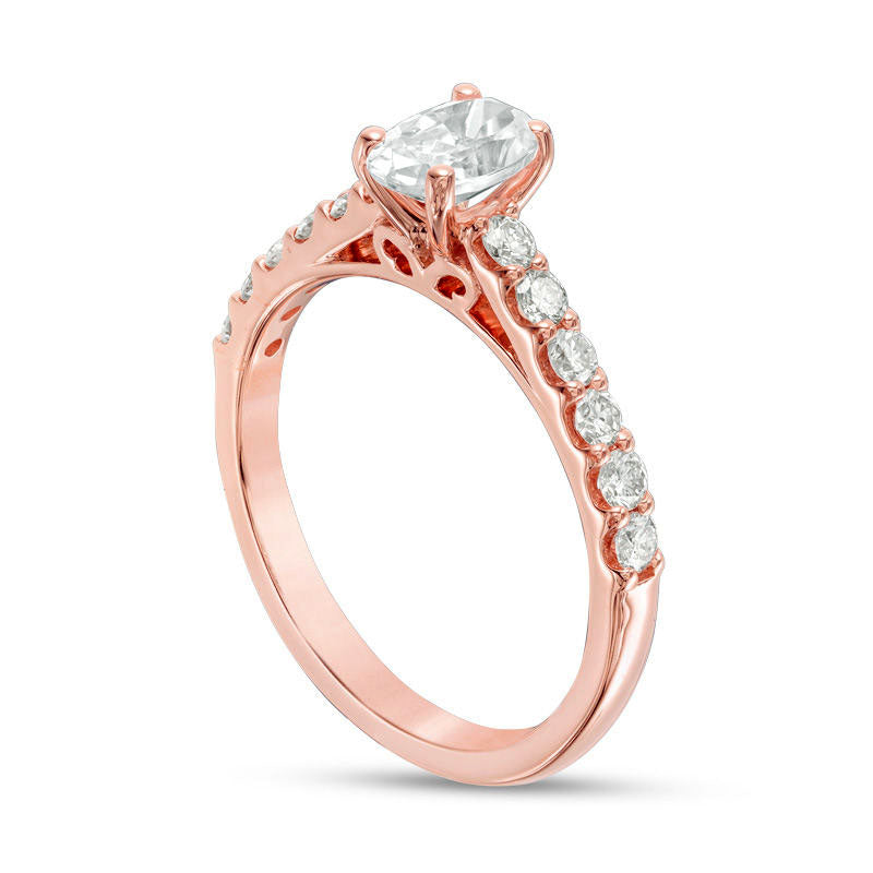 1.0 CT. T.W. Certified Oval Natural Diamond Engagement Ring in Solid 14K Rose Gold (I/I1)