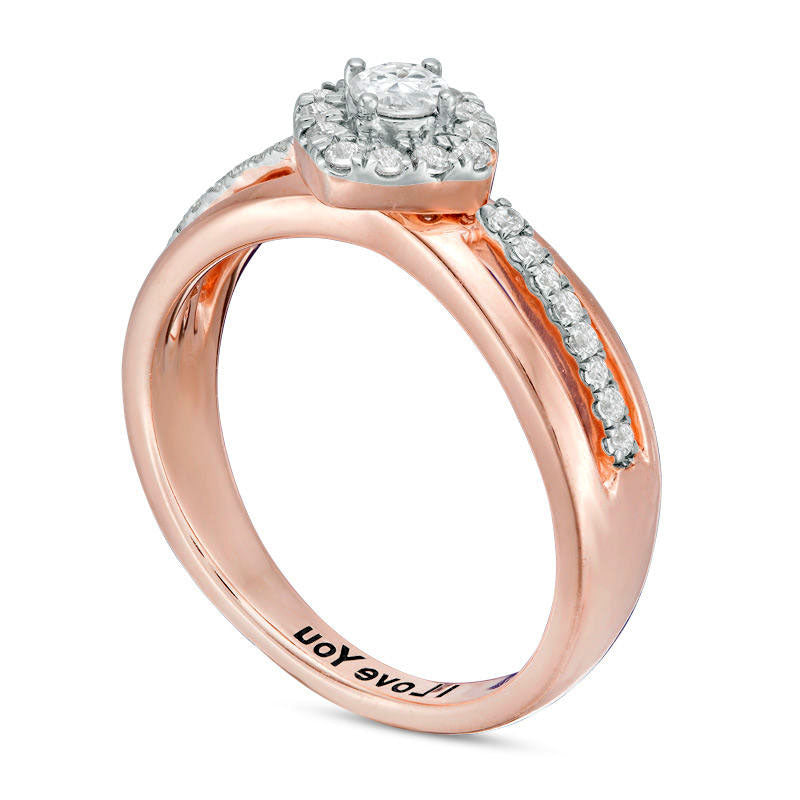 0.33 CT. T.W. Natural Diamond Square Frame Promise Ring in Solid 10K White, Yellow or Rose Gold (1 Line)