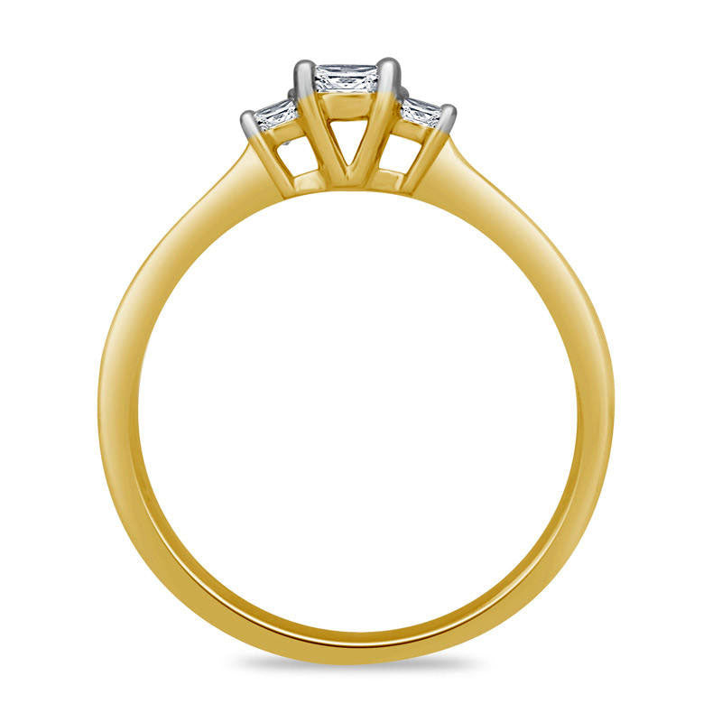 0.25 CT. T.W. Princess-Cut Natural Diamond Three Stone Engagement Ring in Solid 10K Yellow Gold