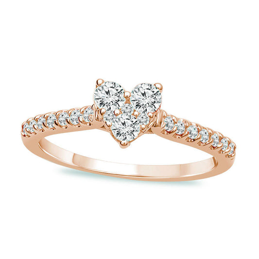 0.50 CT. T.W. Composite Natural Diamond Heart Engagement Ring in Solid 14K Rose Gold