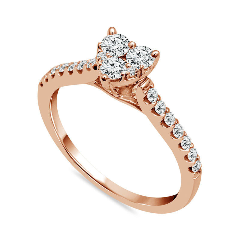 0.50 CT. T.W. Composite Natural Diamond Heart Engagement Ring in Solid 14K Rose Gold