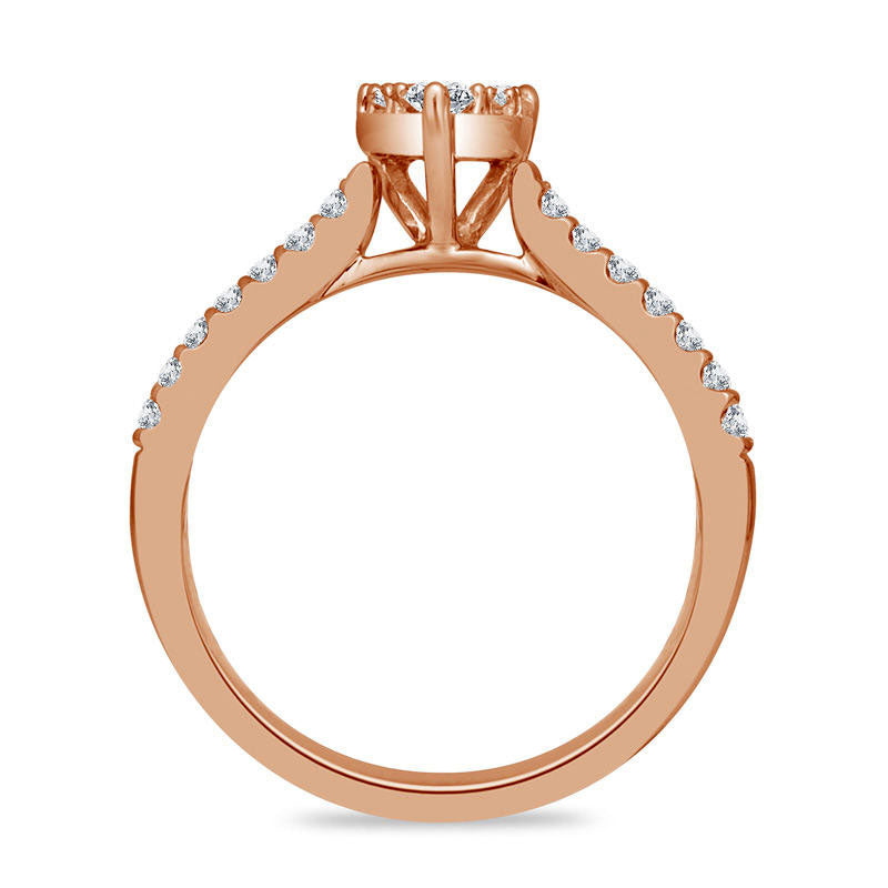 0.50 CT. T.W. Composite Natural Diamond Heart Engagement Ring in Solid 14K Rose Gold