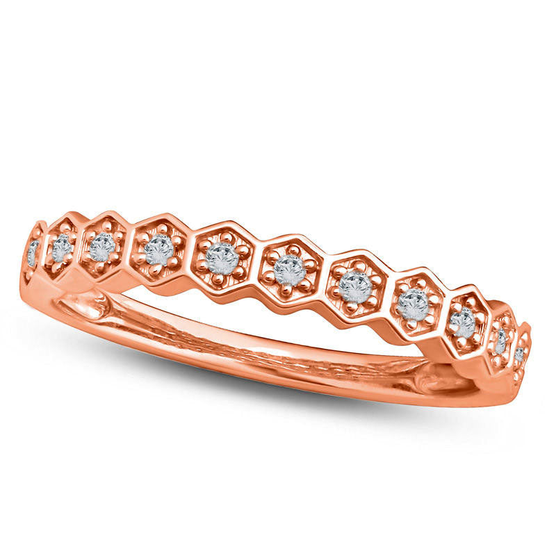 0.10 CT. T.W. Natural Diamond Hexagon Stackable Band in Solid 10K Rose Gold