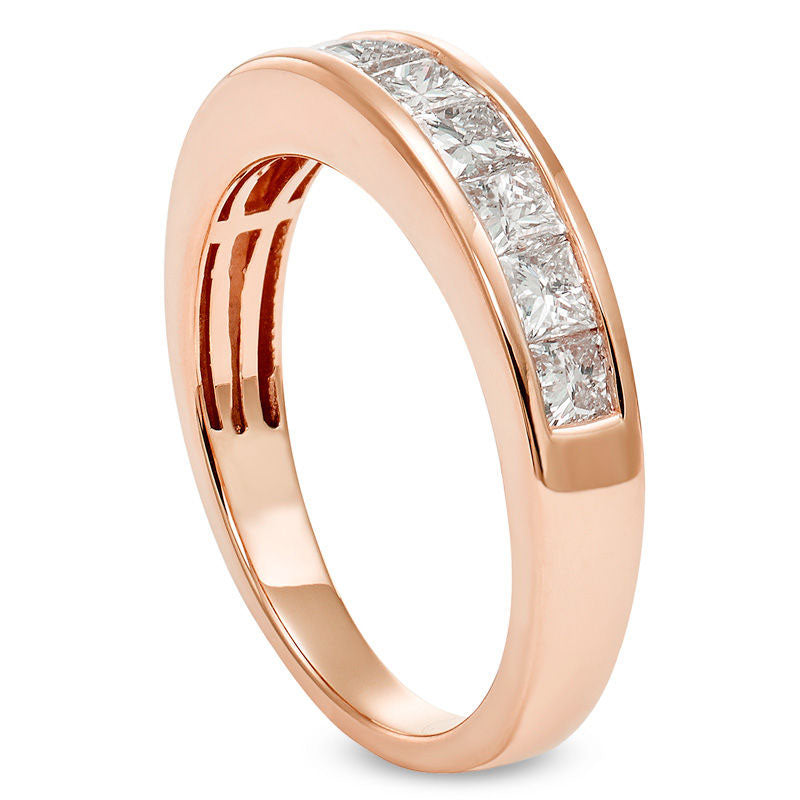 0.75 CT. T.W. Certified Princess-Cut Natural Diamond Nine Stone Anniversary Band in Solid 14K Rose Gold (I/I1)