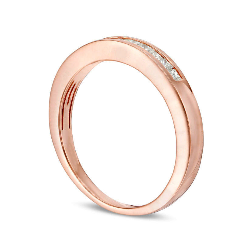 0.25 CT. T.W. Certified Princess-Cut Natural Diamond Nine Stone Anniversary Band in Solid 14K Rose Gold (I/I1)