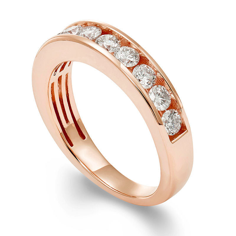 0.75 CT. T.W. Certified Natural Diamond Nine Stone Anniversary Band in Solid 14K Rose Gold (I/I1)