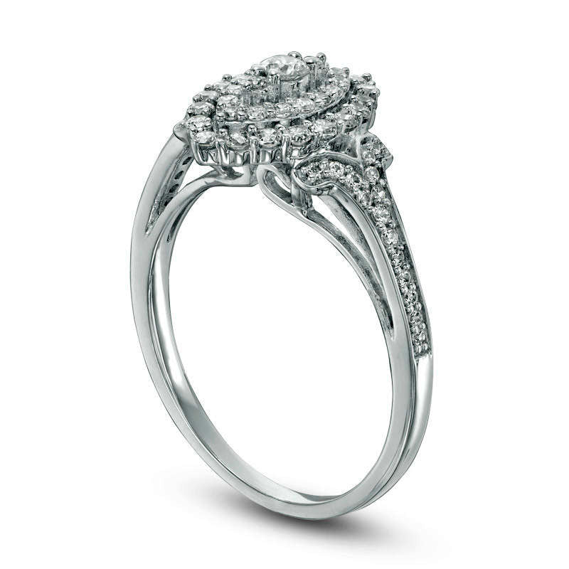 0.50 CT. T.W. Natural Diamond Double Marquise Frame Engagement Ring in Solid 10K White Gold