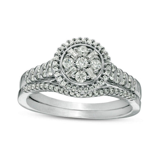 0.50 CT. T.W. Composite Natural Diamond Frame Bridal Engagement Ring Set in Solid 10K White Gold