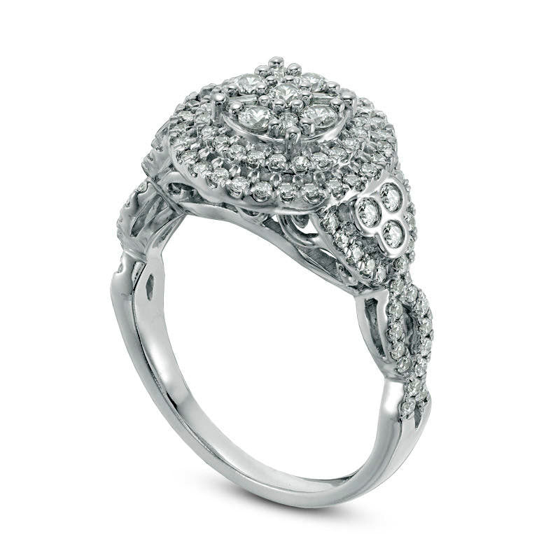 1.0 CT. T.W. Composite Natural Diamond Frame Twist Engagement Ring in Solid 10K White Gold