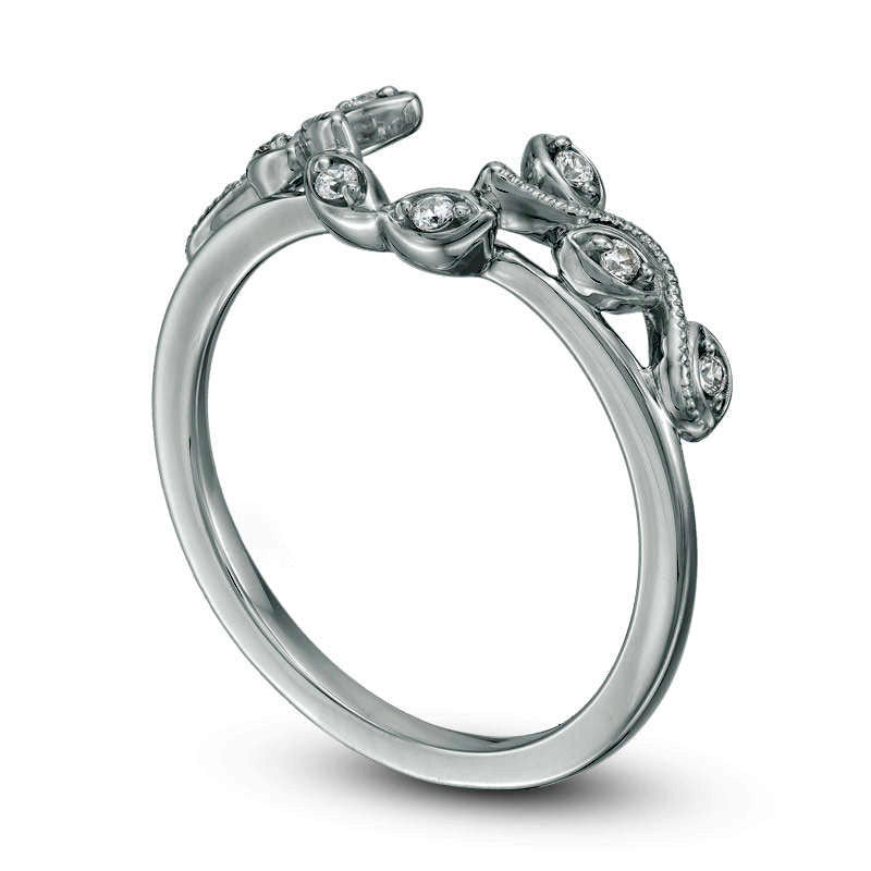 0.10 CT. T.W. Natural Clarity Enhanced Diamond Vine Antique Vintage-Style Solitaire Enhancer in Solid 10K White Gold