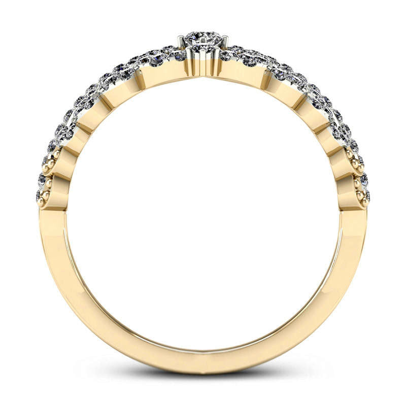 0.33 CT. T.W. Natural Diamond Heart Crown Ring in Solid 10K Yellow Gold