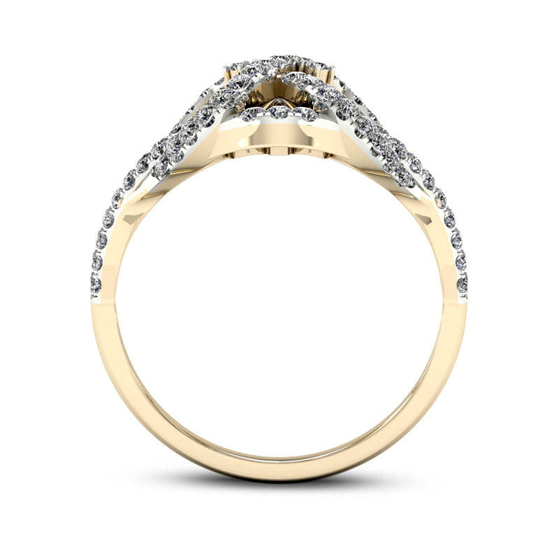 0.50 CT. T.W. Natural Diamond Crossover "X" Loop Ring in Solid 10K Yellow Gold