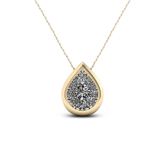 0.33 CT. T.W. Natural Diamond Teardrop Frame Pendant in 10K Yellow Gold