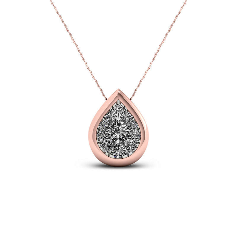 0.33 CT. T.W. Natural Diamond Teardrop Frame Pendant in 10K Rose Gold