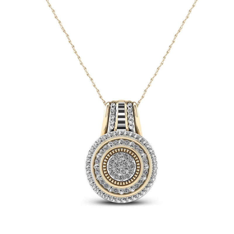 0.1 CT. T.W. Composite Natural Diamond Frame Antique Vintage-Style Pendant in 10K Yellow Gold