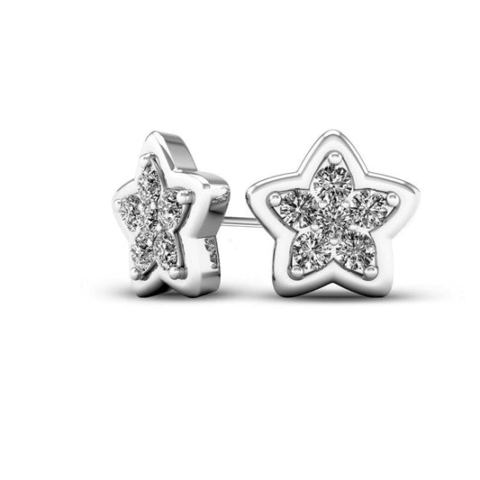 0.17 CT. T.W. Diamond Star Stud Earrings in 10K White Gold