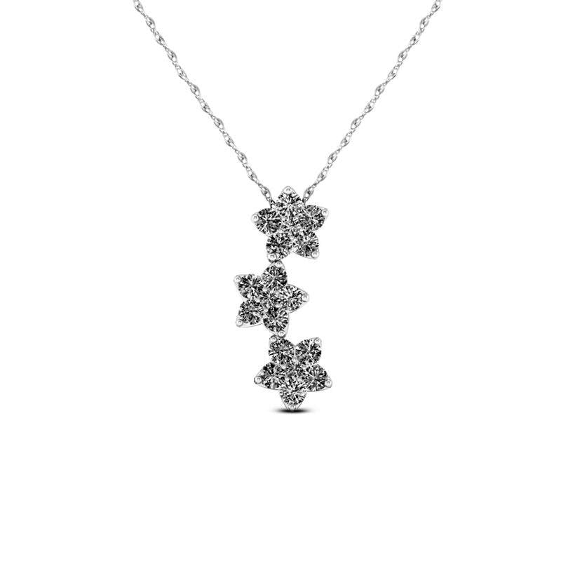 0.25 CT. T.W. Natural Diamond Triple Star Pendant in 10K White Gold