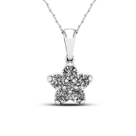 0.33 CT. T.W. Natural Diamond Star Pendant in 10K White Gold