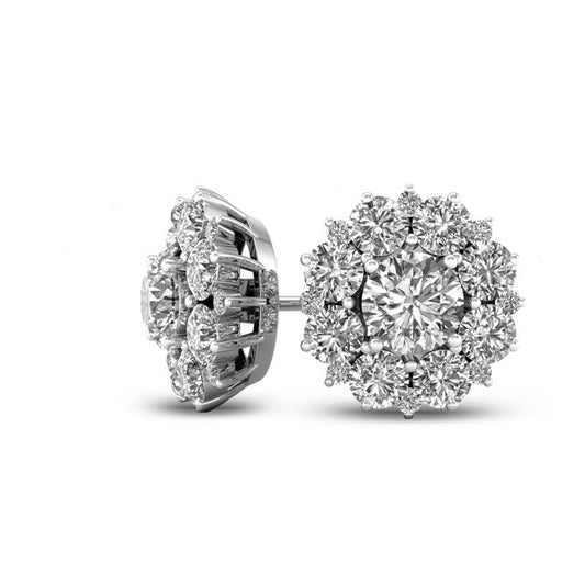 1.33 CT. T.W. Diamond Starburst Frame Stud Earrings in 10K White Gold