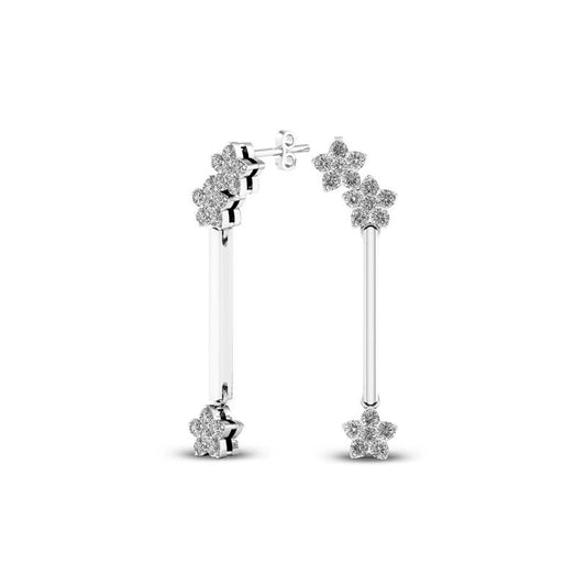 0.33 CT. T.W. Diamond Triple Star Drop Earrings in 10K White Gold