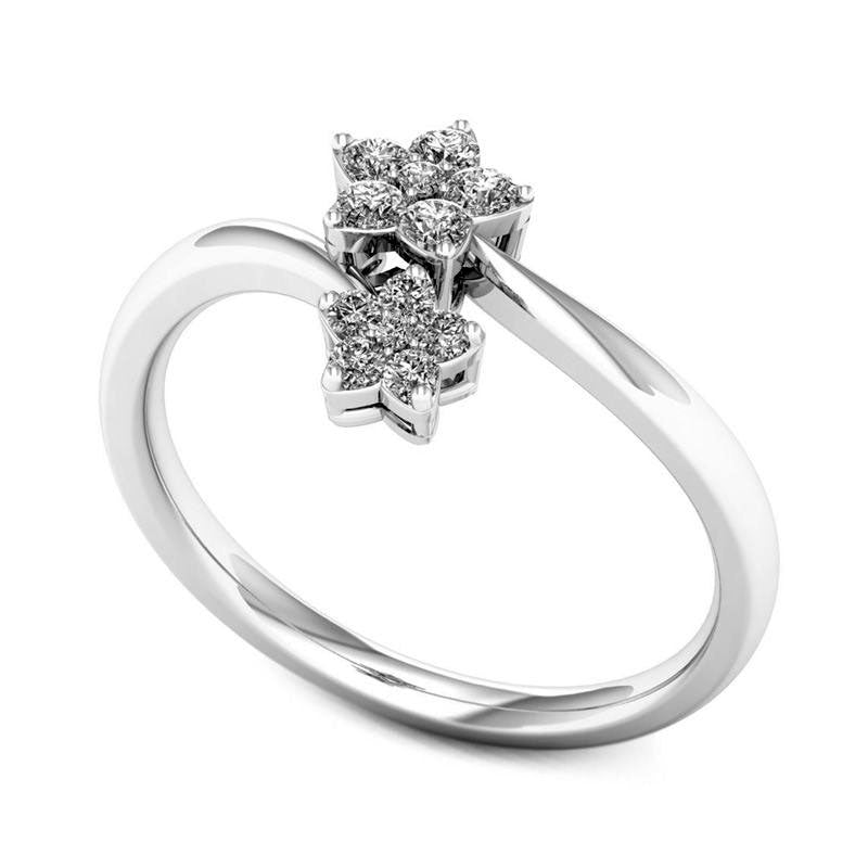 0.20 CT. T.W. Natural Diamond Double Bypass Star Ring in Solid 10K White Gold