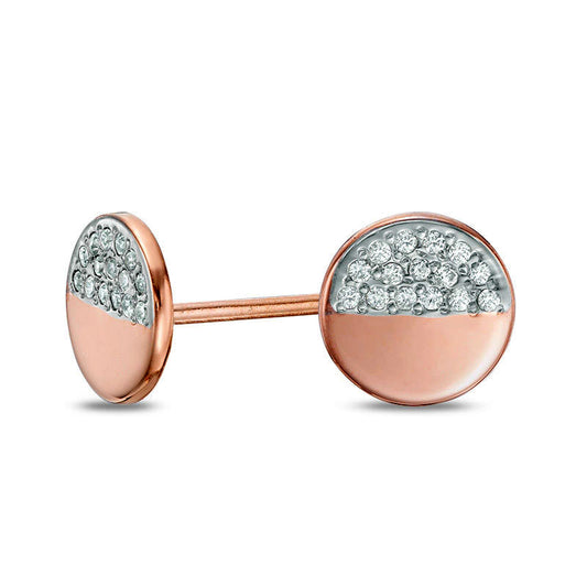 0.1 CT. T.W. Diamond Laser-Cut Circle Stud Earrings in 10K Rose Gold