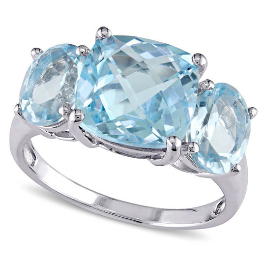 Sky Blue Topaz Three Stone Ring in Sterling Silver