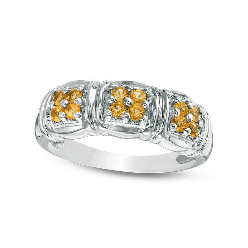 Quad Citrine Three Stone Ring in Sterling Silver