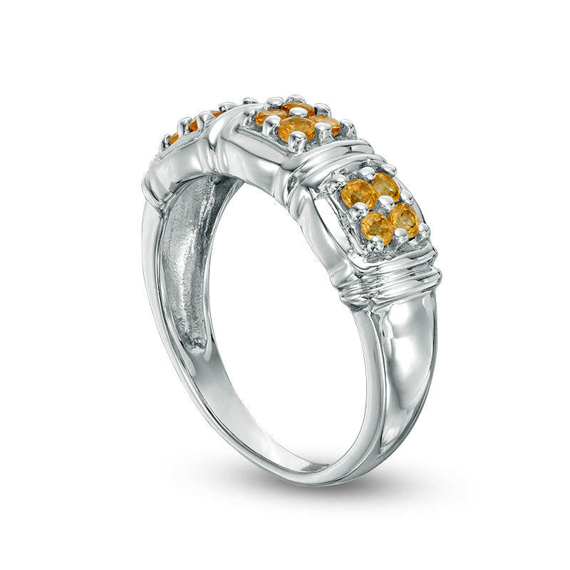 Quad Citrine Three Stone Ring in Sterling Silver