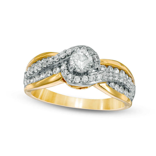 0.63 CT. T.W. Natural Diamond Bypass Frame Engagement Ring in Solid 10K Yellow Gold