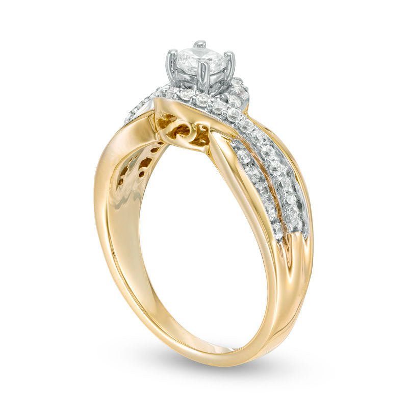 0.63 CT. T.W. Natural Diamond Bypass Frame Engagement Ring in Solid 10K Yellow Gold