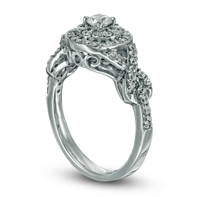 0.75 CT. T.W. Natural Diamond Double Frame Twist Engagement Ring in Solid 10K White Gold