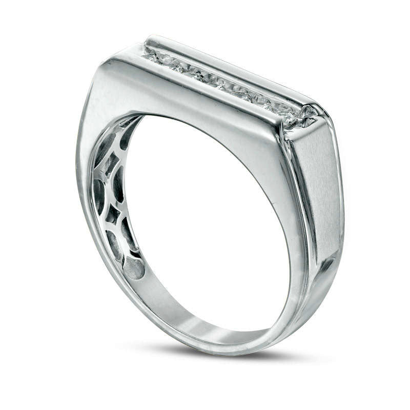 Men's 0.25 CT. T.W. Natural Diamond Seven Stone Bar Wedding Band in Solid 10K White Gold