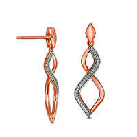 0.13 CT. T.W. Diamond Twist Drop Earrings in Sterling Silver with 10K Rose Gold Plate