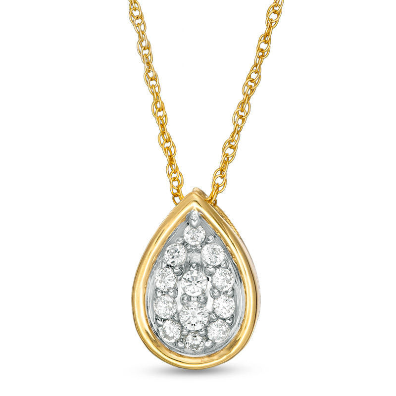 0.33 CT. T.W. Composite Natural Diamond Teardrop Pendant in 10K Yellow Gold